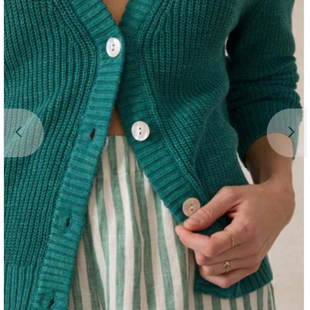 Faherty Turquoise Knit Cardigan - Picture 2 of 4